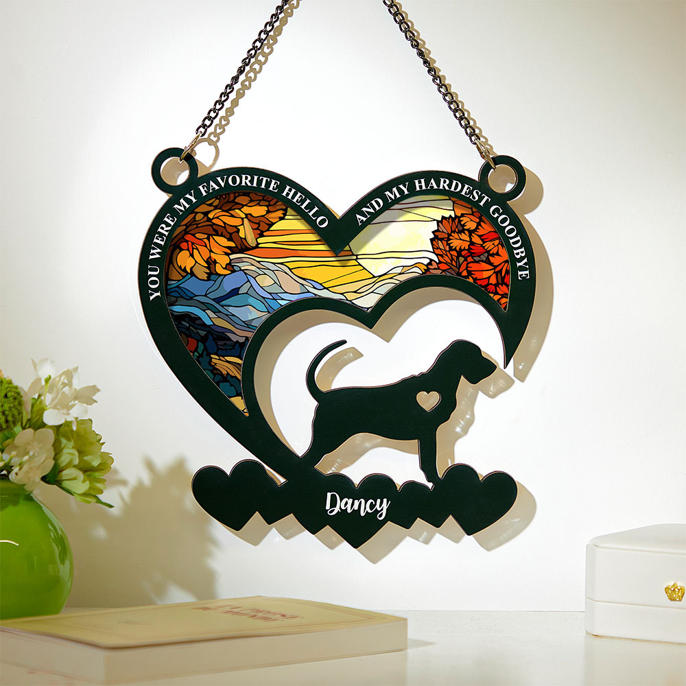 My Favorite Hello And My Hardest Goodbye - Personalized Window Hanging Suncatcher Ornament