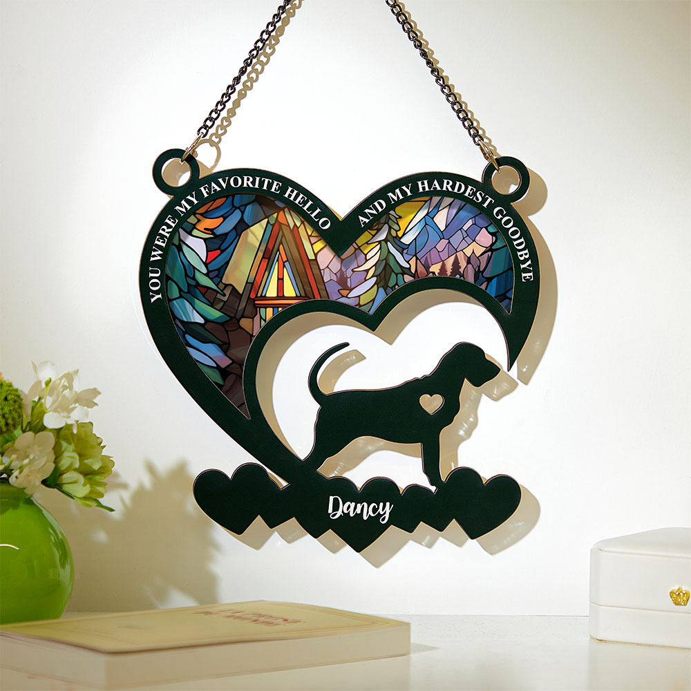 My Favorite Hello And My Hardest Goodbye - Personalized Window Hanging Suncatcher Ornament