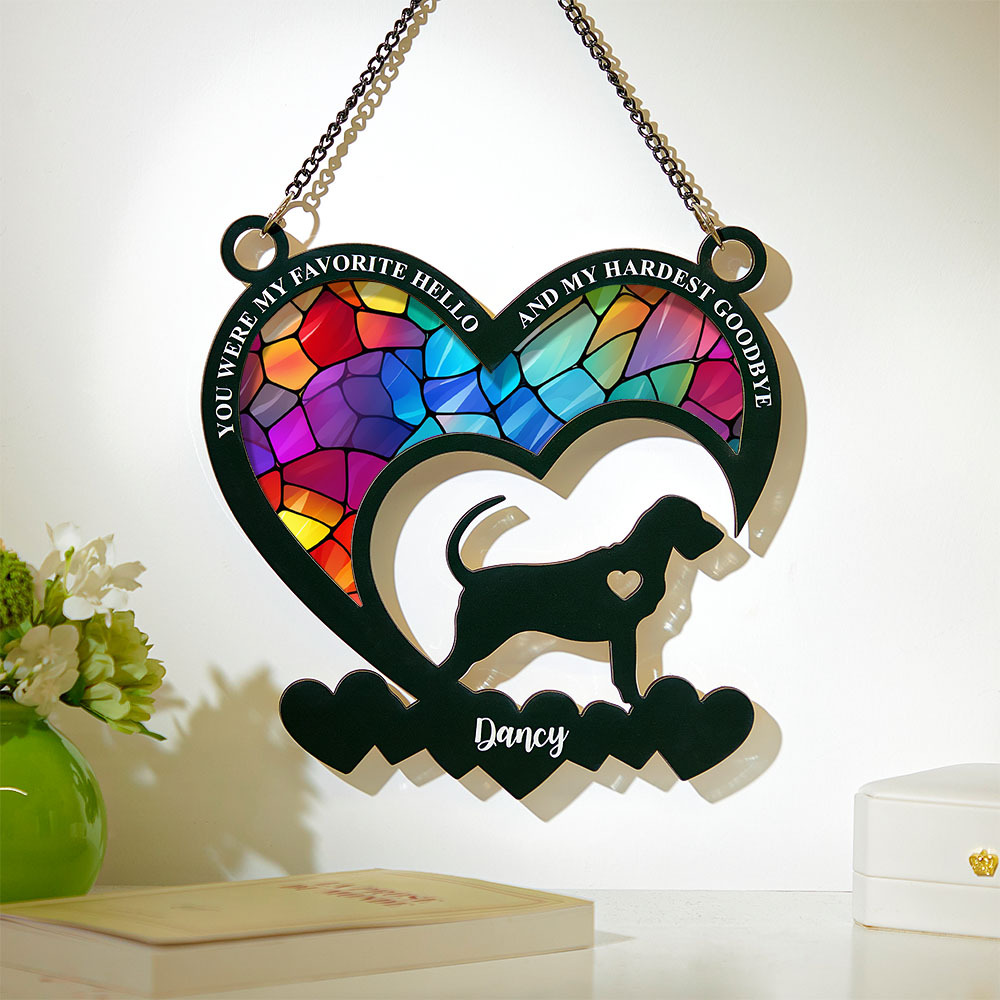 My Favorite Hello And My Hardest Goodbye - Personalized Window Hanging Suncatcher Ornament
