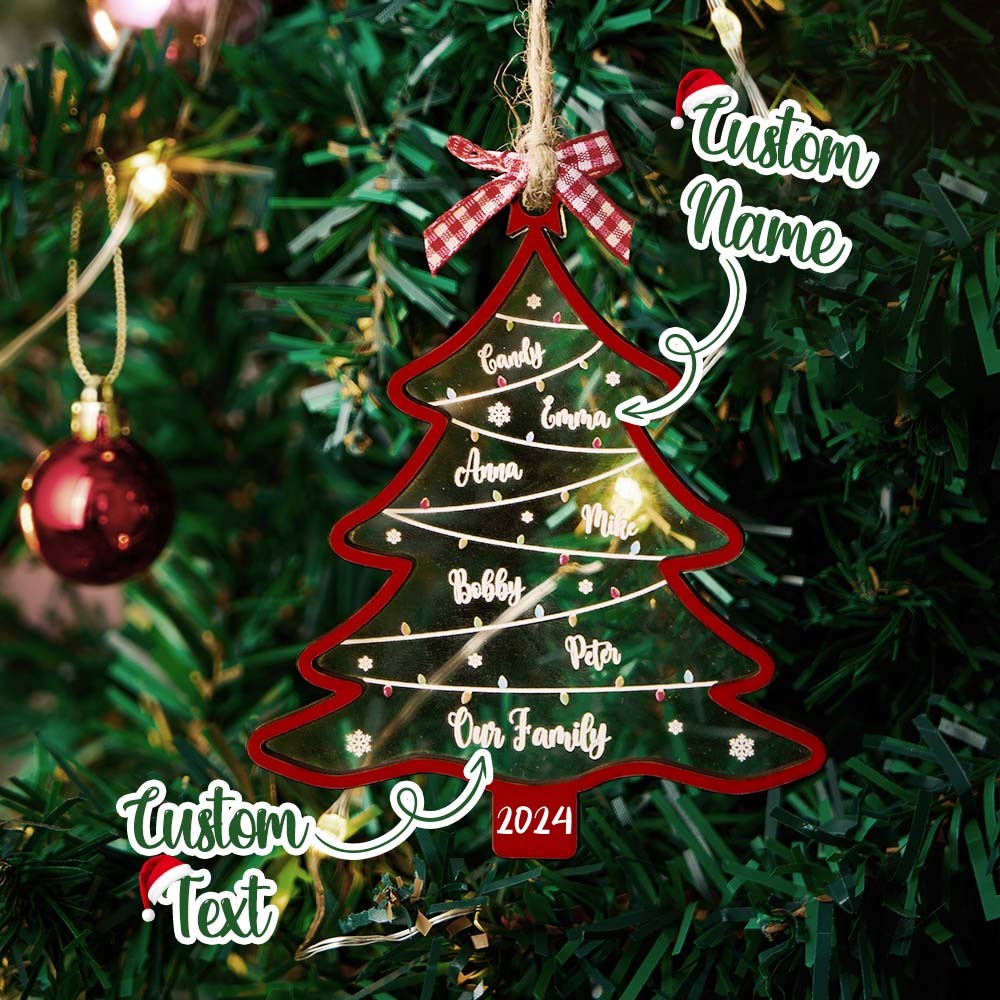 Personalized Christmas Tree Ornament with Names Family Christmas Ornament Gift - MyMoonLampAu
