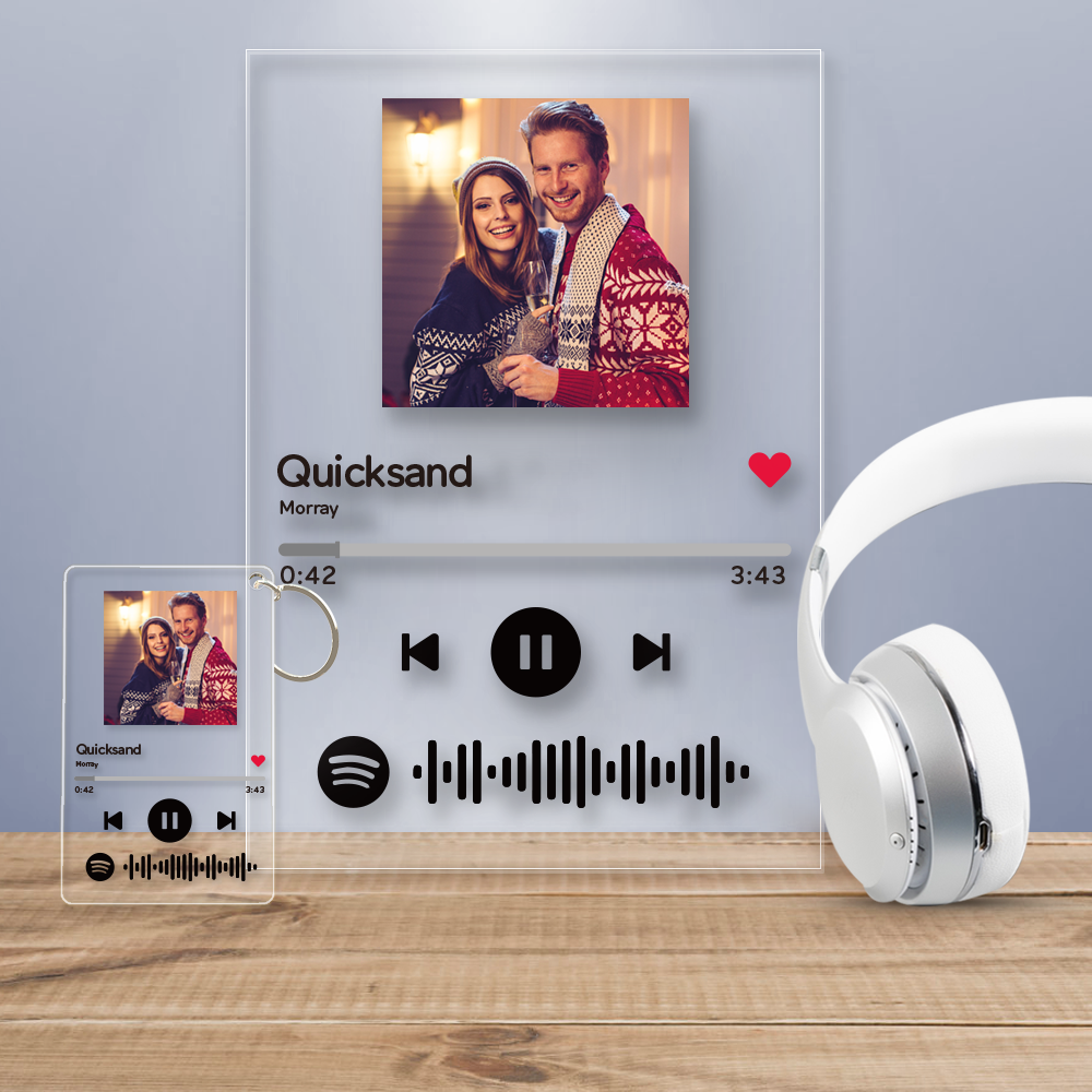 New Arrivals Custom Spotify Code Music Plaque Frame A Same Design Keychain for Free(4.7IN X 7.1IN &2.1IN X 3.4IN)