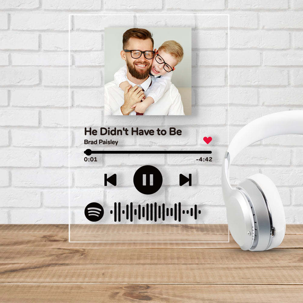 Father's Day Gifts Spotify Acrylic Glass Custom Music Plaque Acrylic Frame with Your Photo