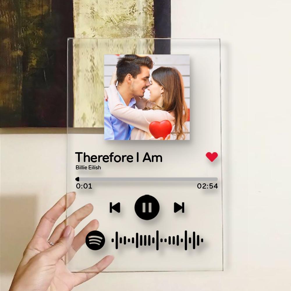 Spotify Acrylic Glass Scannable Spotify Code Custom Music Song Plaque Frame Spotify Album Cover with Code(4.7IN X 6.3IN)