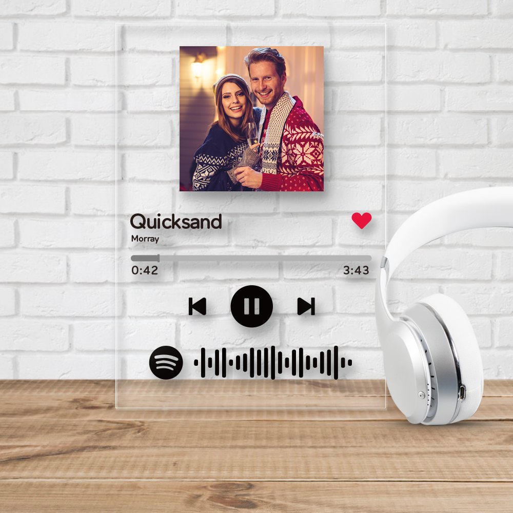Spotify Acrylic Glass Scannable Spotify Code Custom Music Song Plaque Frame Spotify Album Cover with Code(4.7IN X 6.3IN)