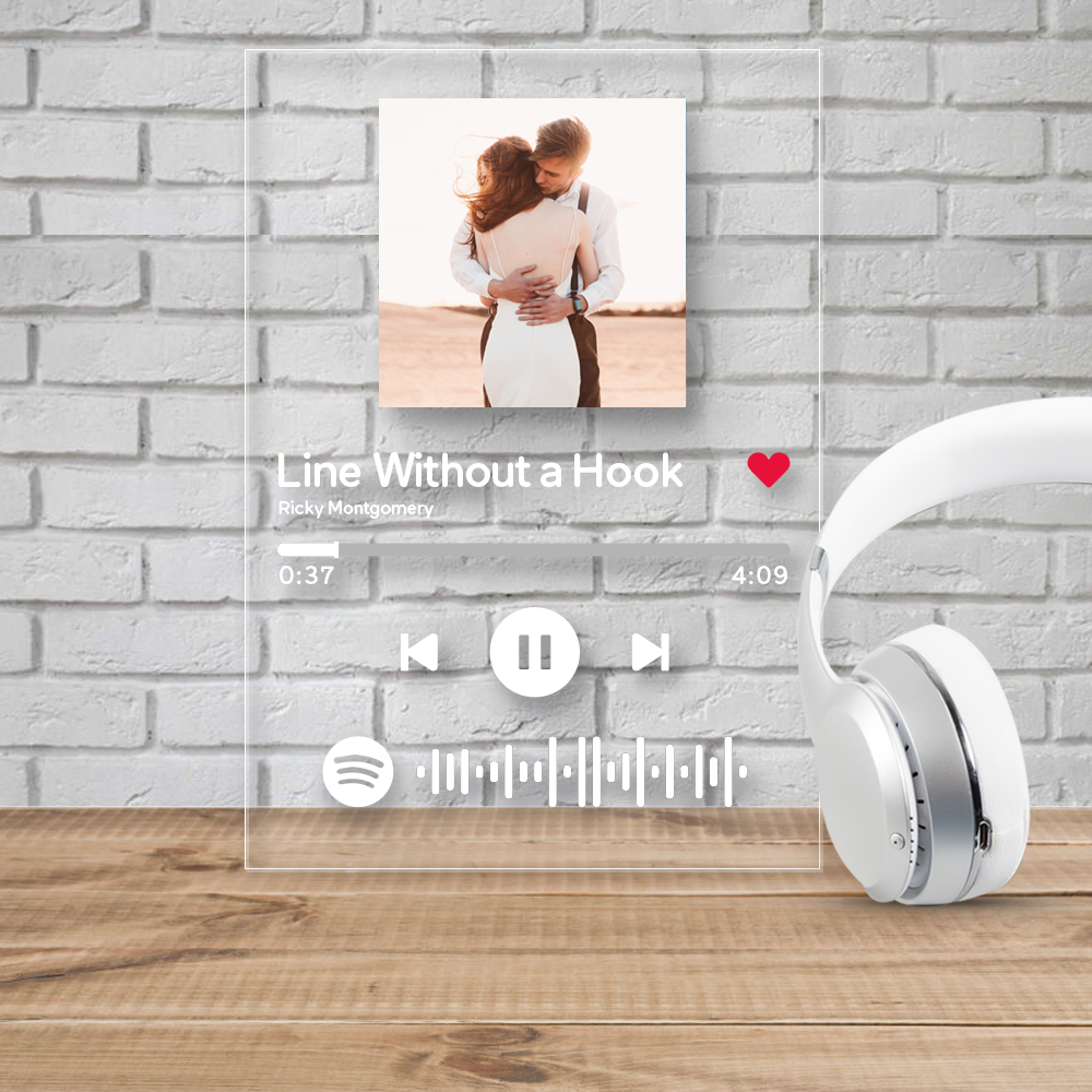 Spotify Acrylic Glass Personalised Spotify Song Poster Plaque Scannable Spotify Code Personalized Music Art (4.7IN X 6.3IN)