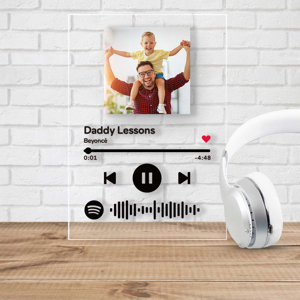 Father's Day Gifts Spotify Acrylic Glass Custom Music Plaque Acrylic Frame with Your Photo