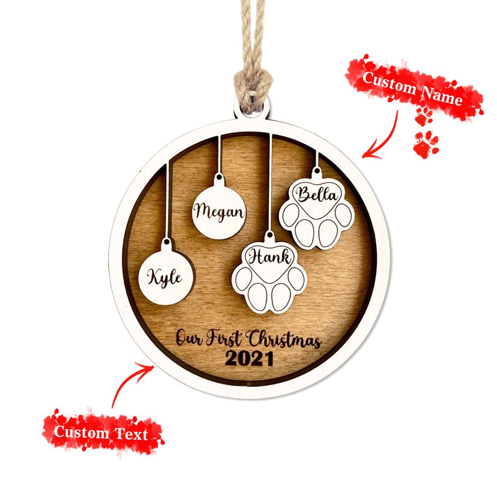 Custom Christmas Ornament Best Personalised Four Family and Pet Ornament Gift for Xmas