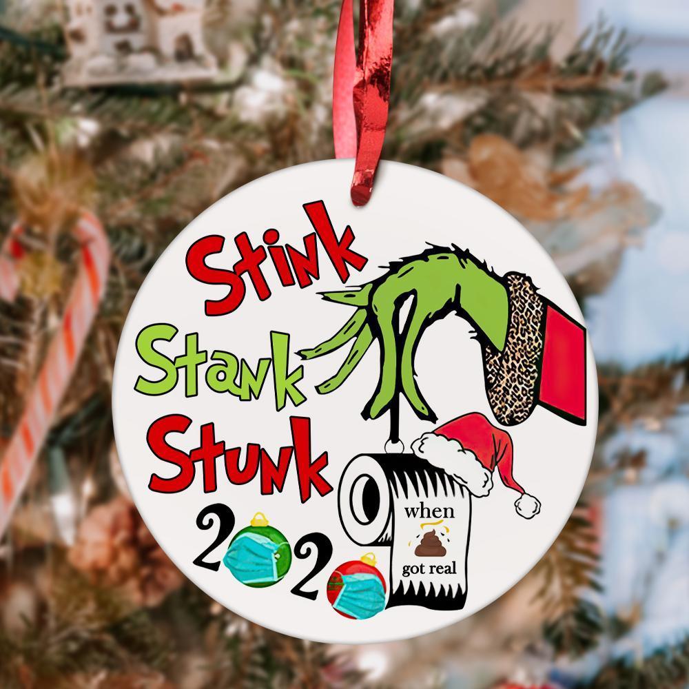 Funny Ornament Single-sided Custom Photo Ornaments 2020 Stink Stank Stunk Christmas Tree Ornaments