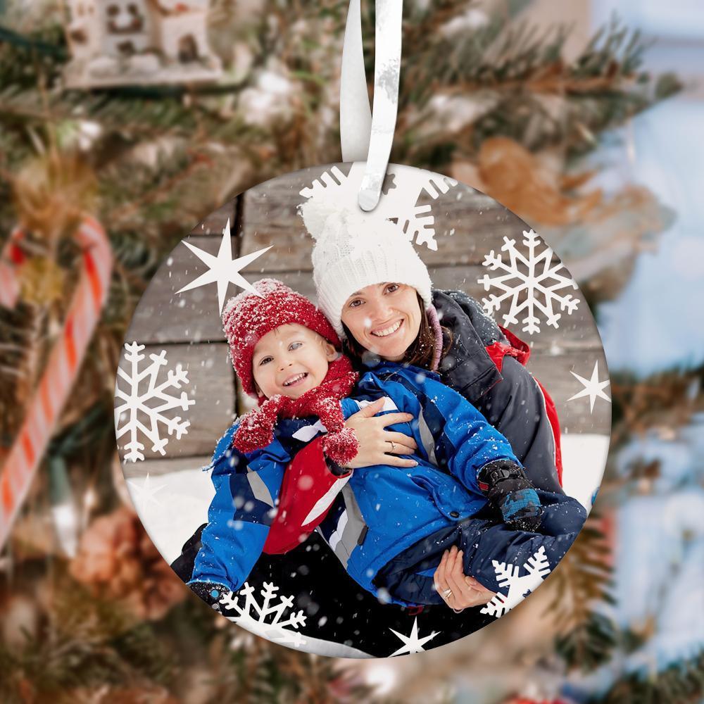Christmas Gifts Custom Photo On One Side And Engrave On One Side Christmas Tree Ornaments