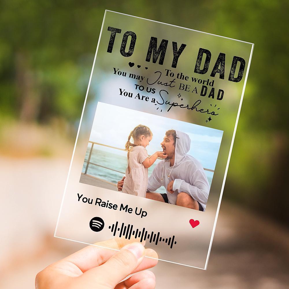 Father's Day Gifts Personalised Photo Engraved Text Acrylic Plaque Best Dad Ever