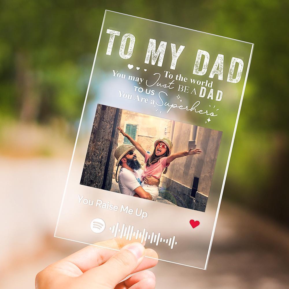 Father's Day Gifts Personalised Photo Engraved Text Acrylic Plaque Best Dad Ever