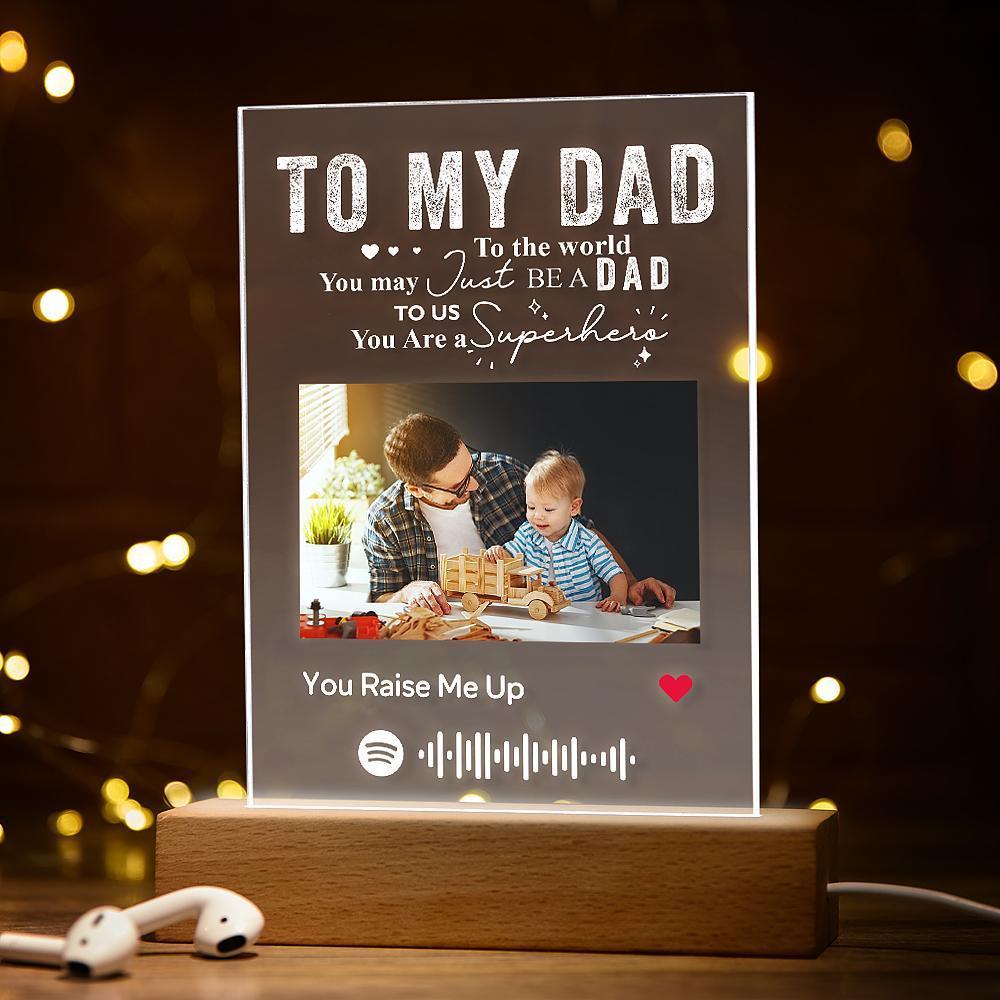 Father's Day Gifts To My Dad Personalised Photo Text Lamp Acrylic Plaque Light