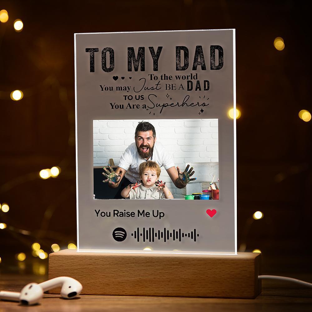 Father's Day Gifts To My Dad Personalised Photo Text Lamp Acrylic Plaque Light