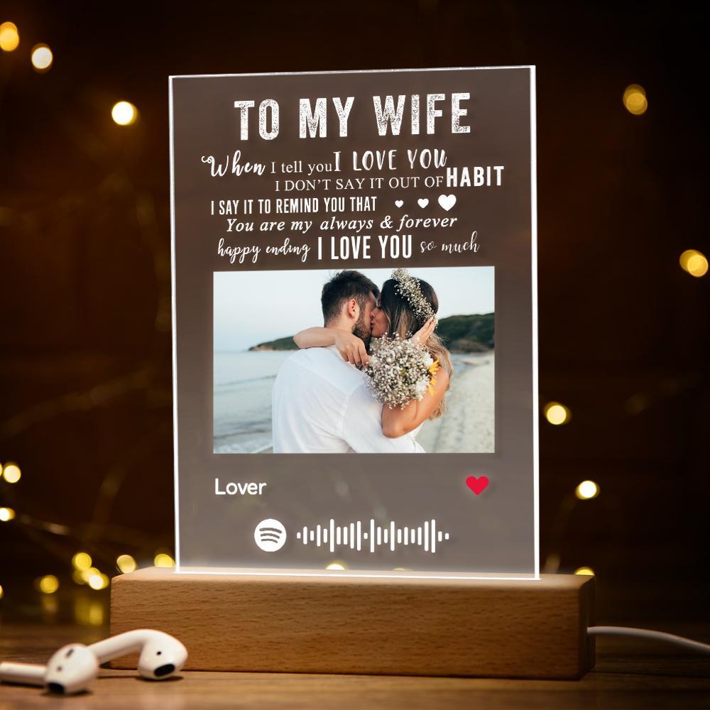 Custom With Photo Engraved Text Night Light Acrylic Plaque Anniversary Gift