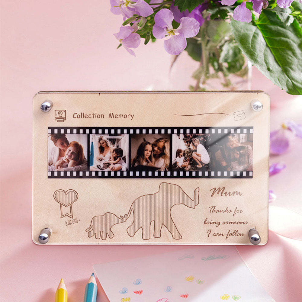 Personalized Wooden Acrylic Film Plaque Elephant Plaque Table Decorations Gift for Mom - mymoonlampau