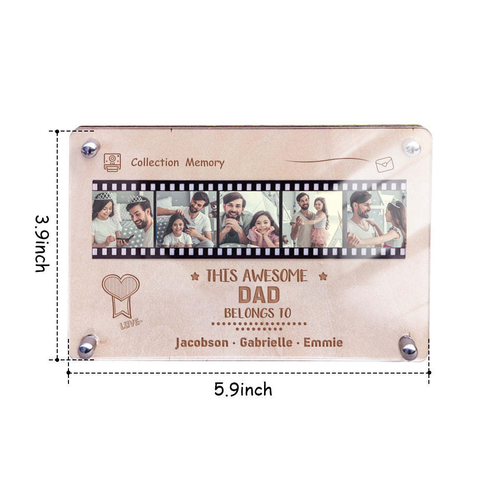 Personalized Wooden Acrylic Film Plaque Custom Photo and Name Plaque Table Decorations Gift for Dad - mymoonlampau