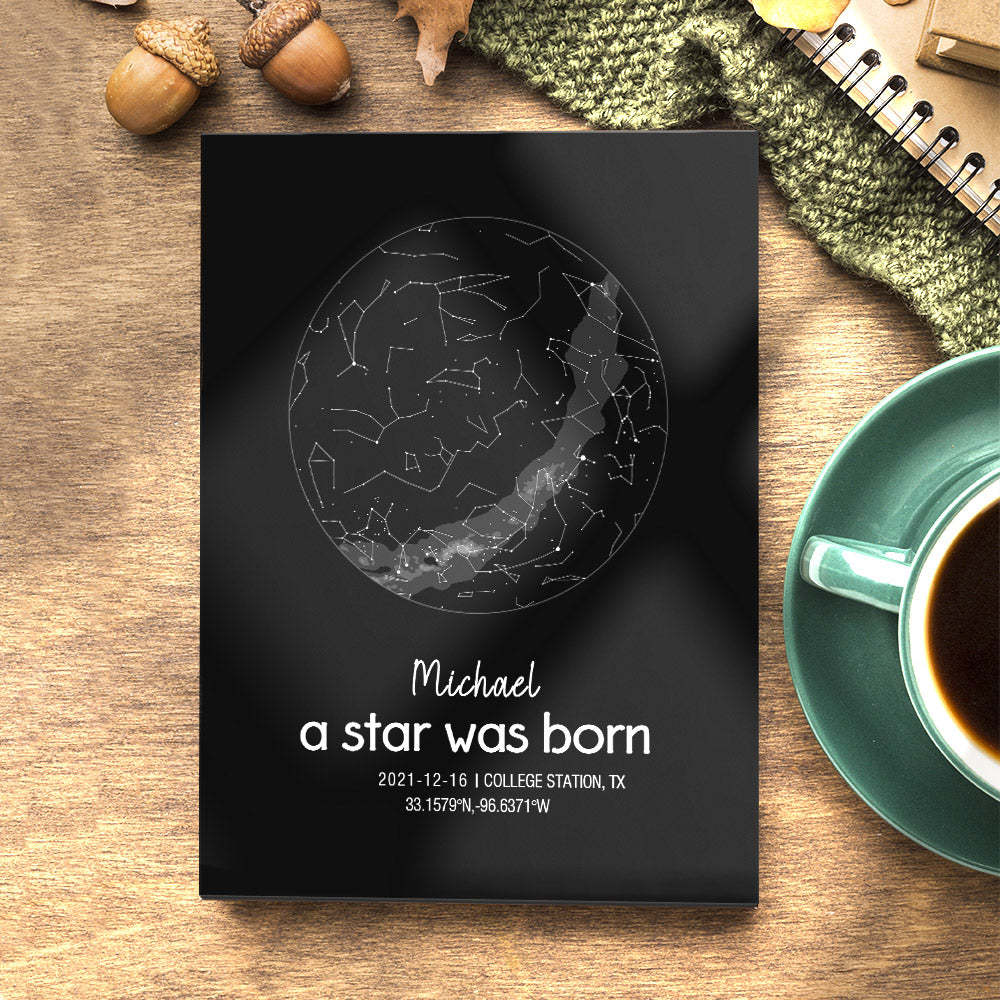 Custom Star Map Print Birthday Gift Night Sky Print Unique Gift - mymoonlampau