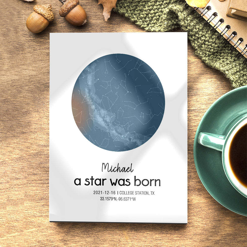 Custom Star Map Print Birthday Gift Night Sky Print Unique Gift - mymoonlampau