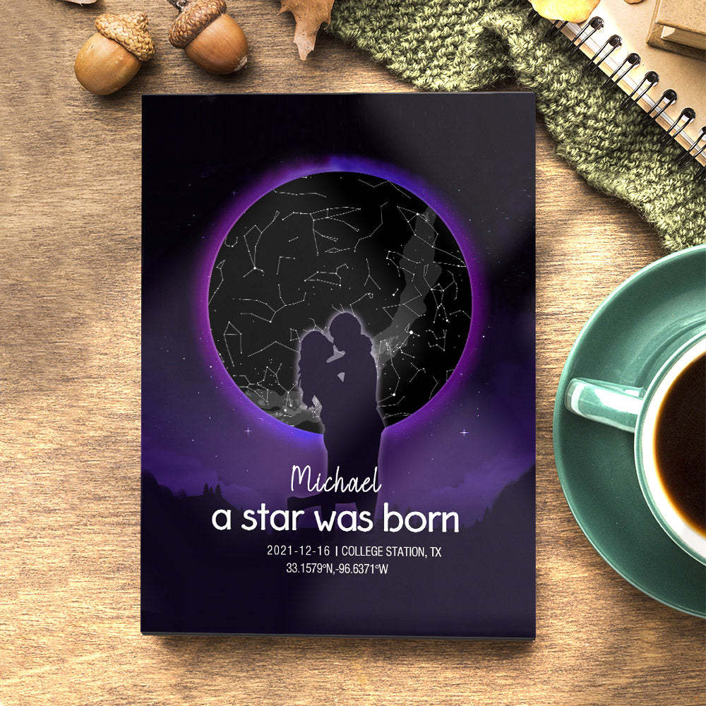 Custom Star Map Print Birthday Gift Night Sky Print Unique Gift - mymoonlampau