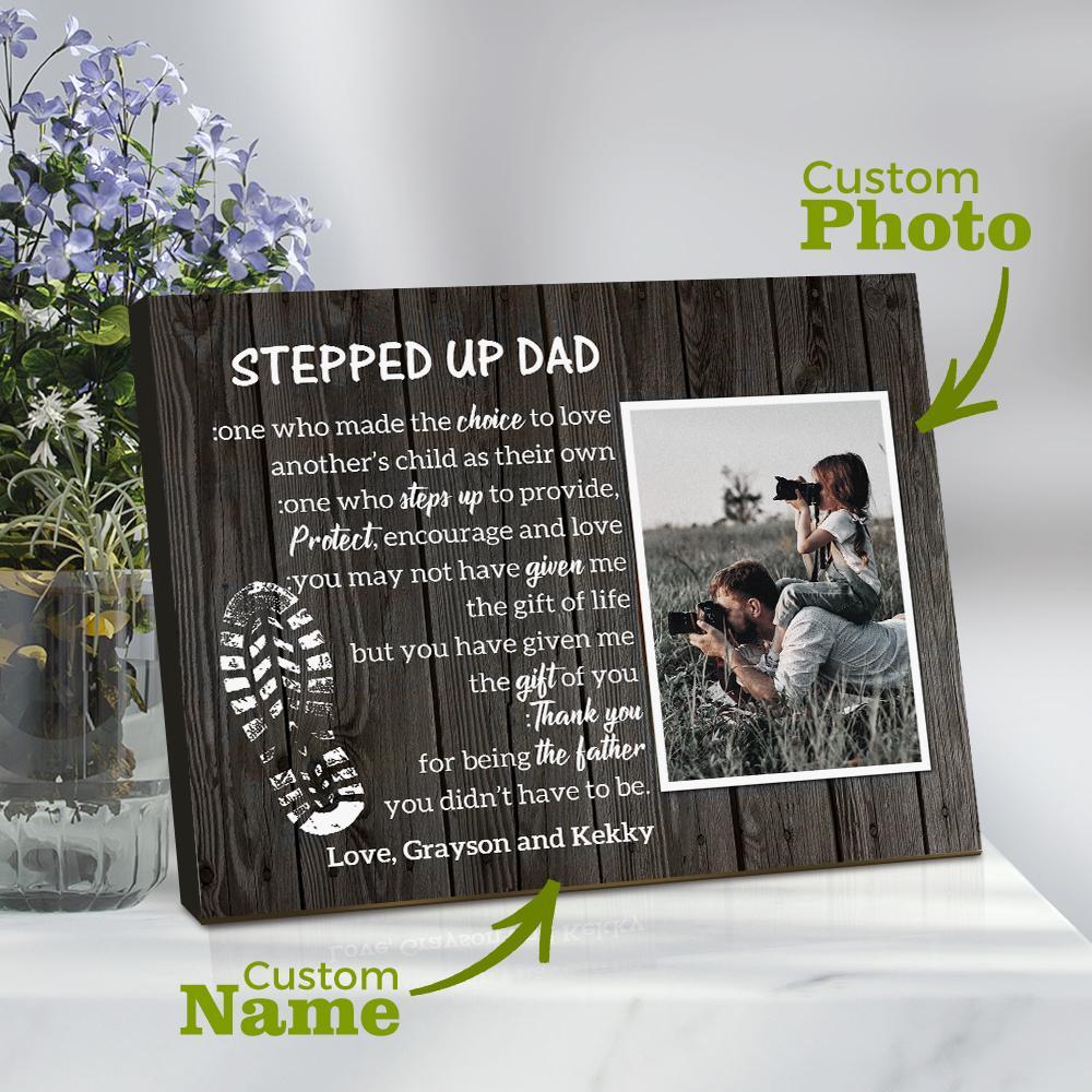 Custom Desktop Picture Frame Personalised Stepped Up Dad Father's Day Gift for Dad - photomoonlampau