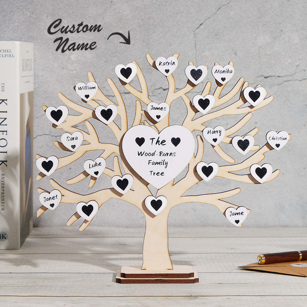 Custom Name Family Tree Personalized Engraved Desk Decoration Anniversary Gifts - mymoonlampau