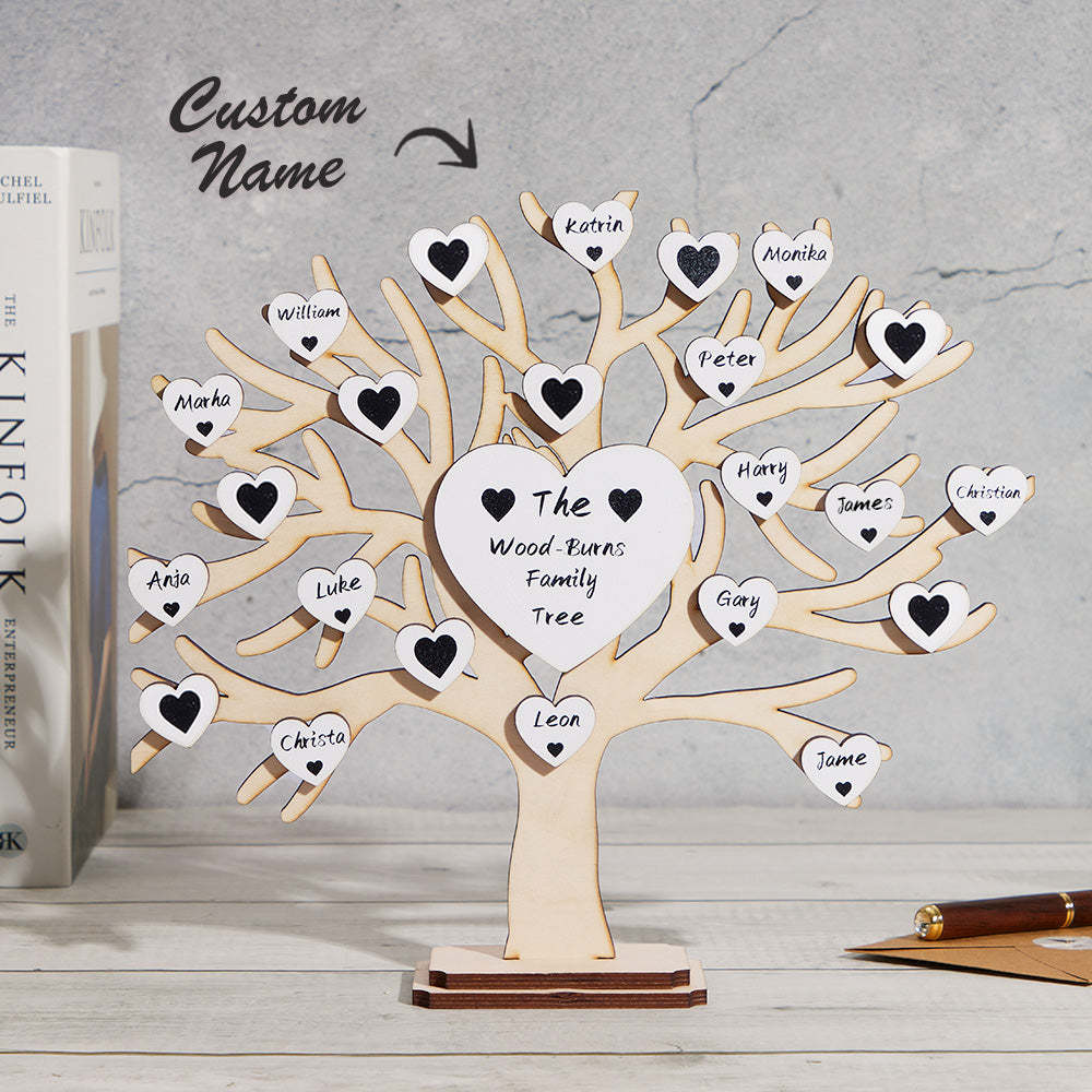 Custom Name Family Tree Personalized Engraved Desk Decoration Anniversary Gifts - mymoonlampau