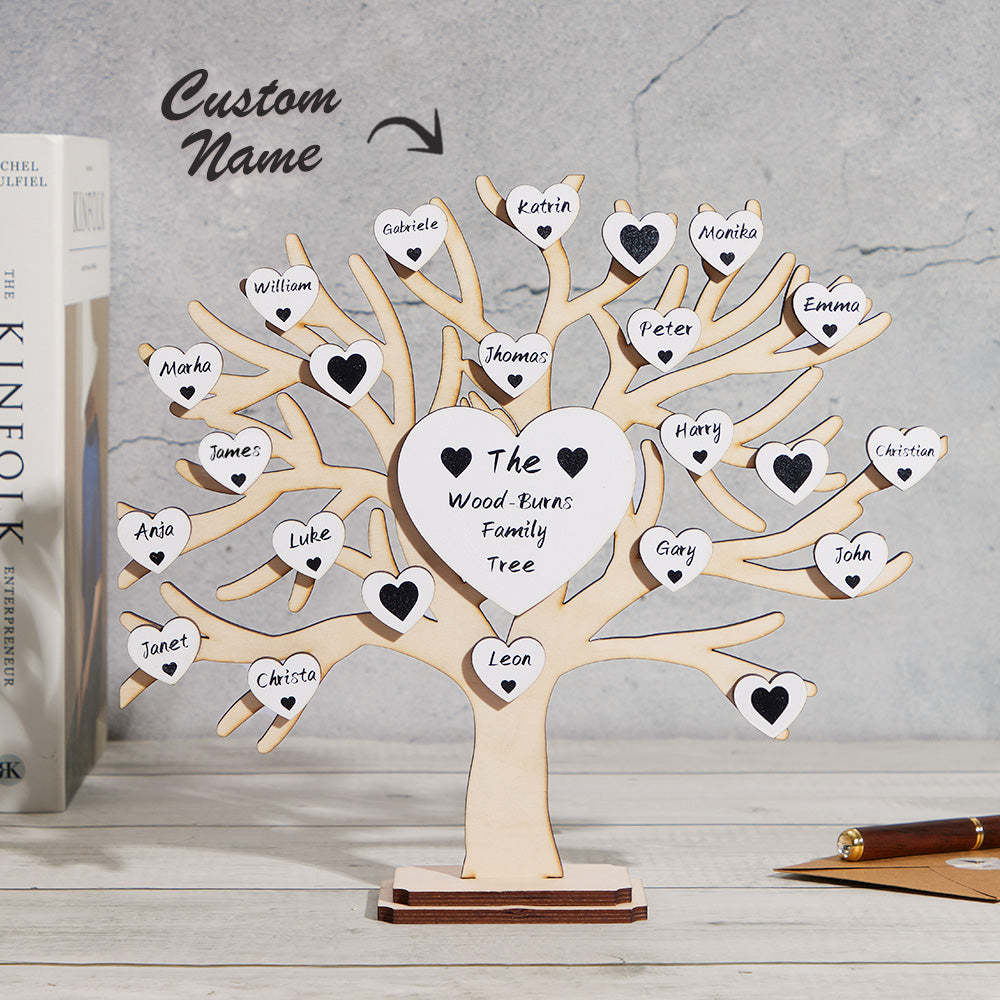 Custom Name Family Tree Personalized Engraved Desk Decoration Anniversary Gifts - mymoonlampau