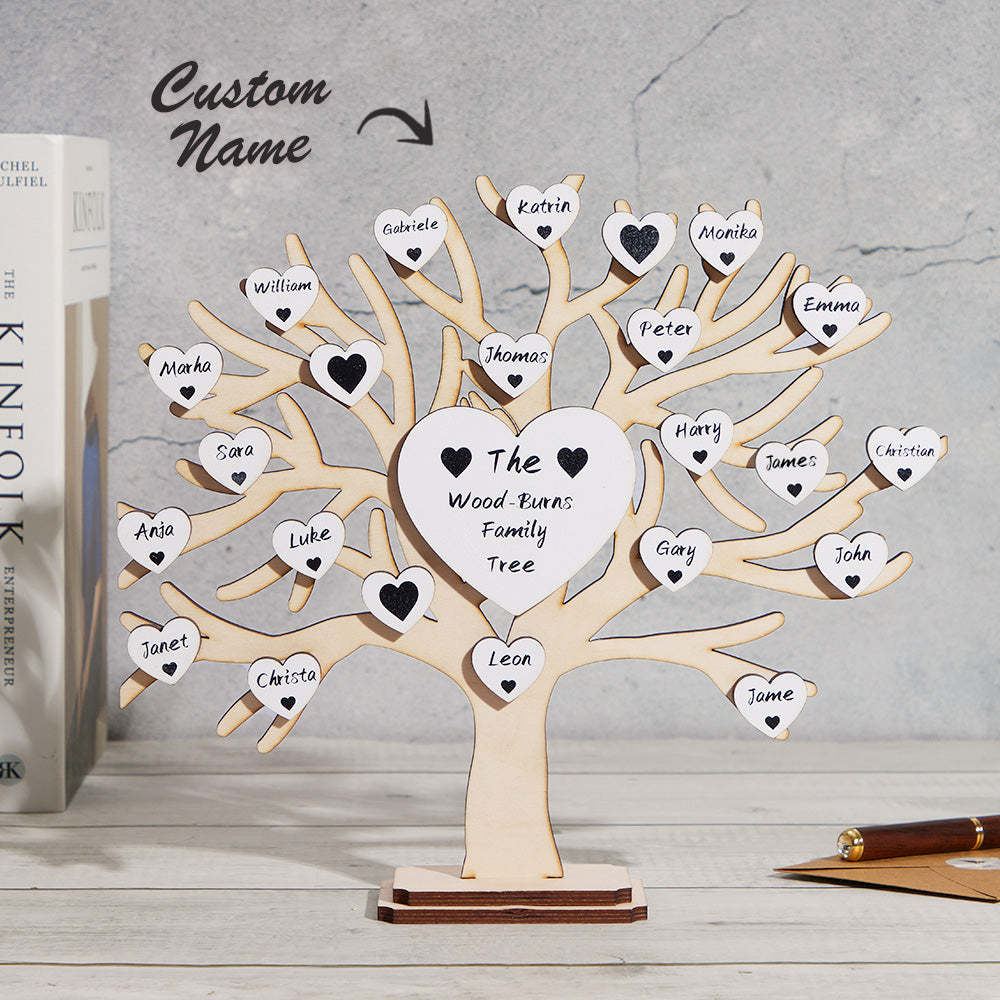 Custom Name Family Tree Personalized Engraved Desk Decoration Anniversary Gifts - mymoonlampau