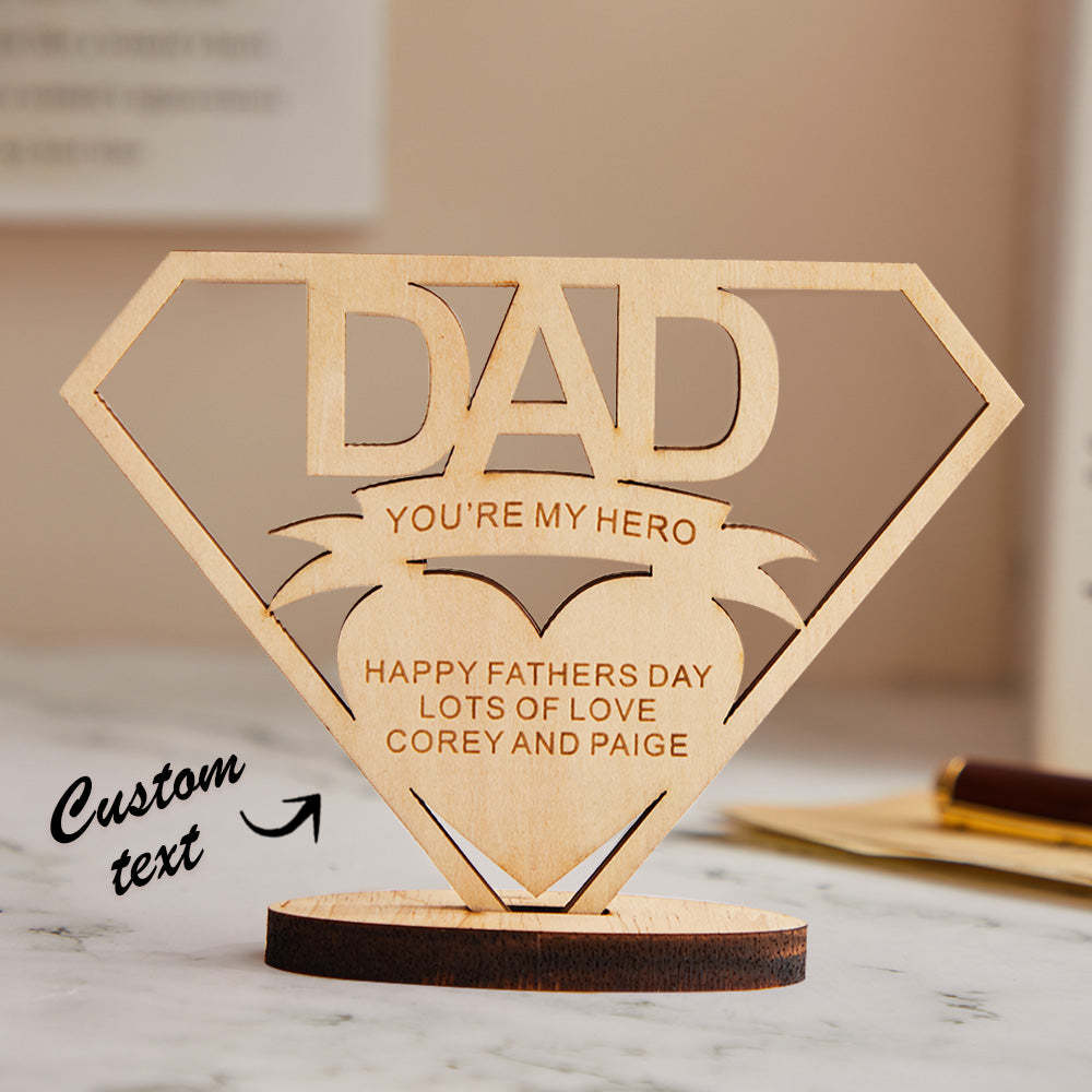 Custom Engraved DAD Wooden Plaque Stand Personalized Keepsake Father's Day Gifts - mymoonlampau