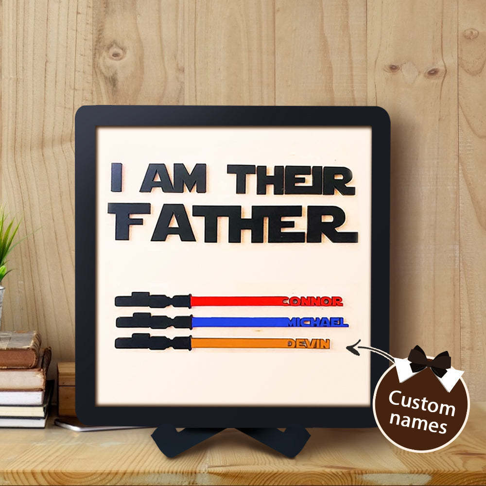 Personalized Light Saber I Am Their Father Wooden Sign Father's Day Gifts - mymoonlampau