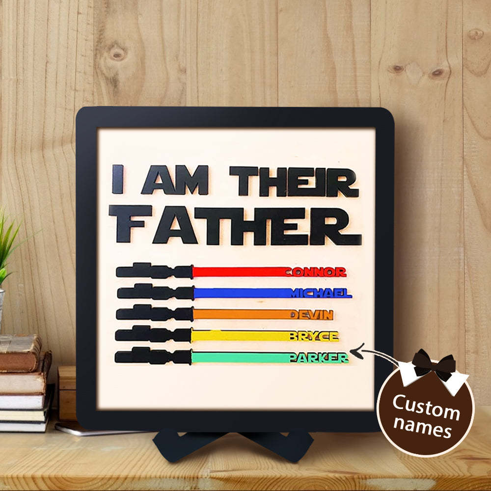 Personalized Light Saber I Am Their Father Wooden Sign Father's Day Gifts - mymoonlampau