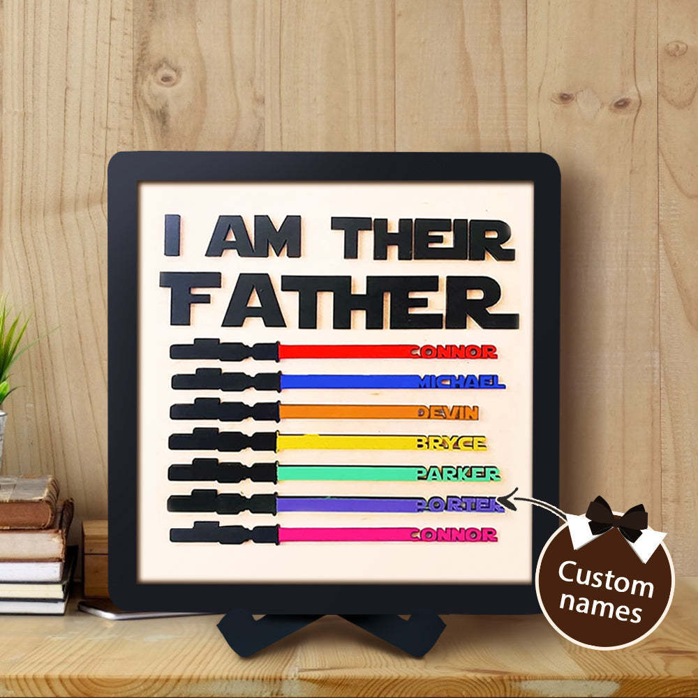 Personalized Light Saber I Am Their Father Wooden Sign Father's Day Gifts - mymoonlampau