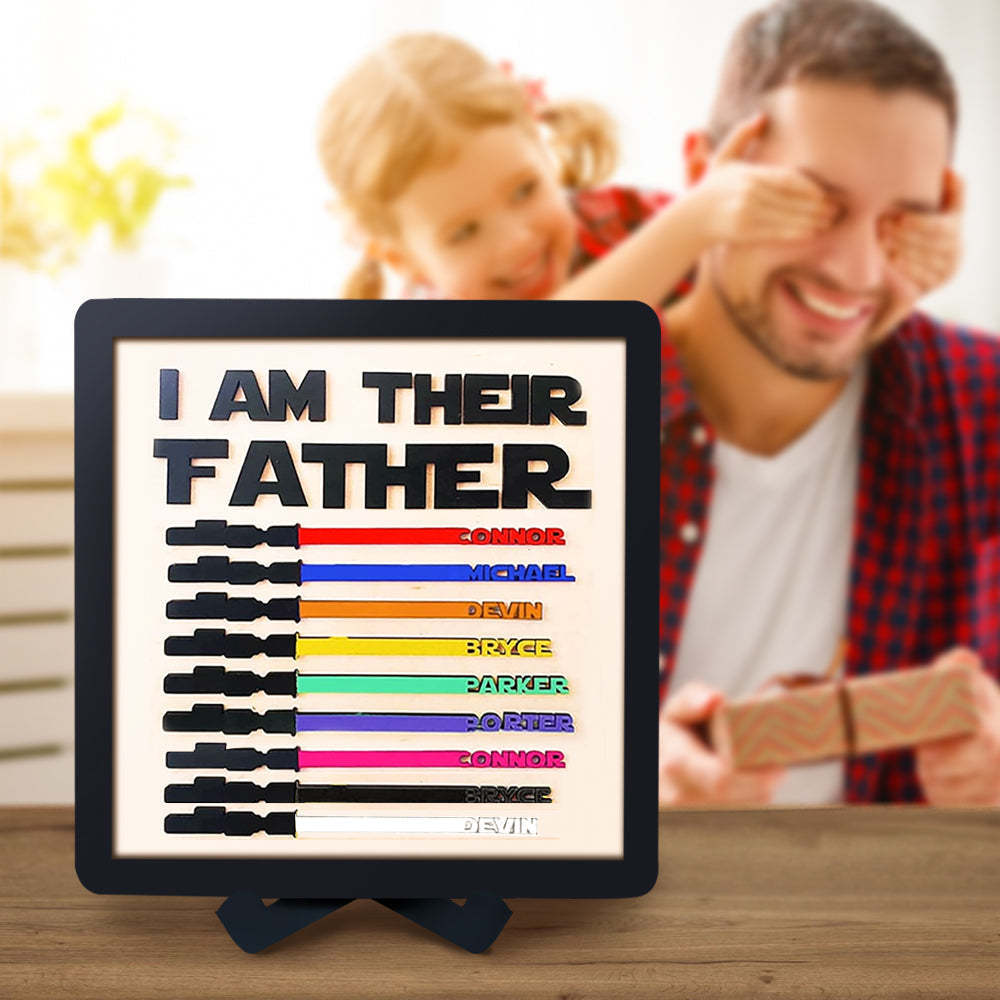 Personalized Light Saber I Am Their Father Wooden Sign Father's Day Gifts - mymoonlampau