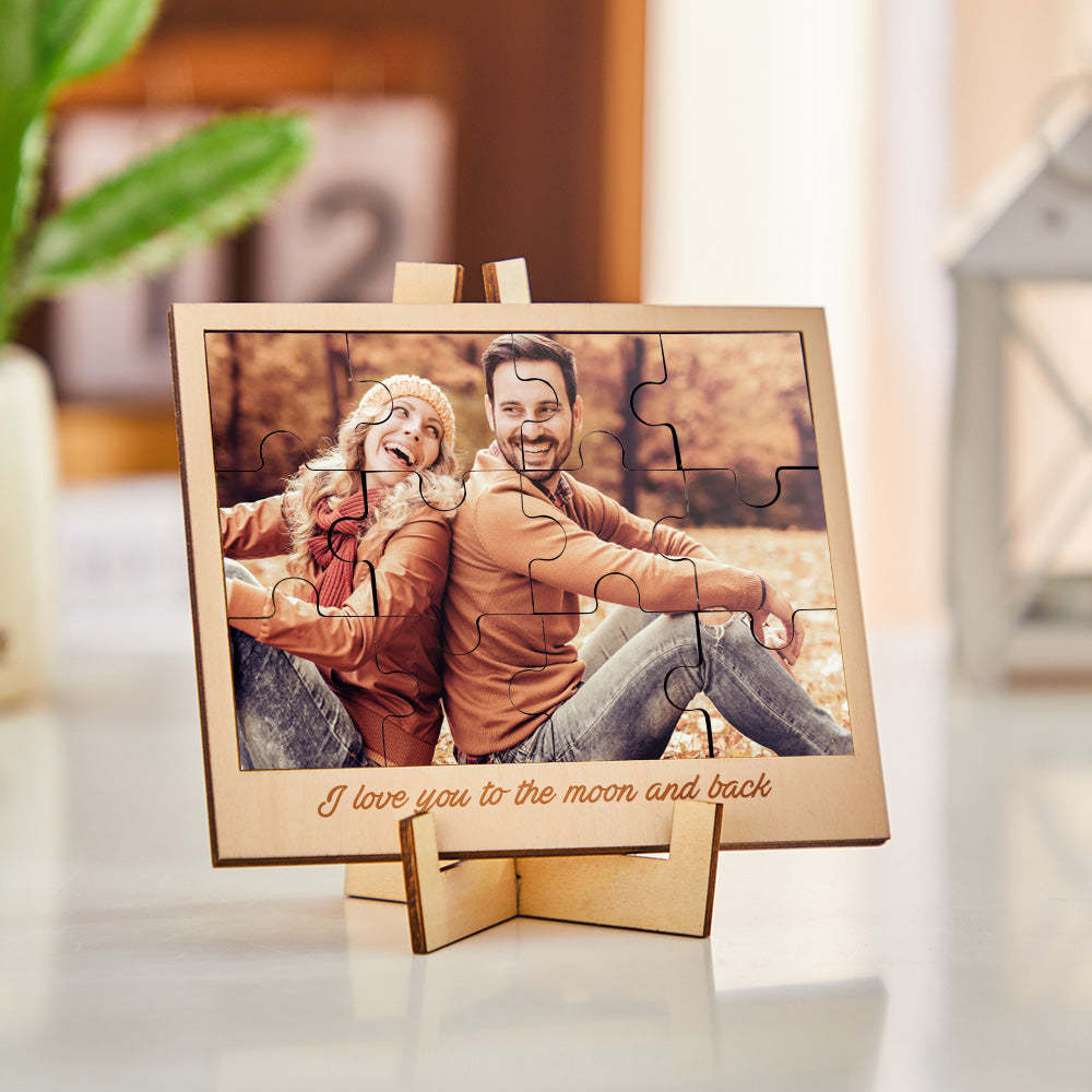 Custom Photo Engraved Photo Frame Creative Puzzle Wooden Gifts - mymoonlampau