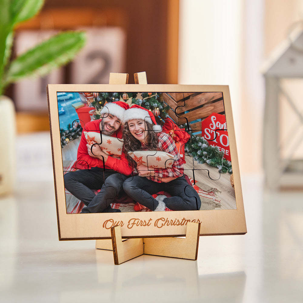 Custom Photo Engraved Photo Frame Creative Puzzle Wooden Gifts - mymoonlampau