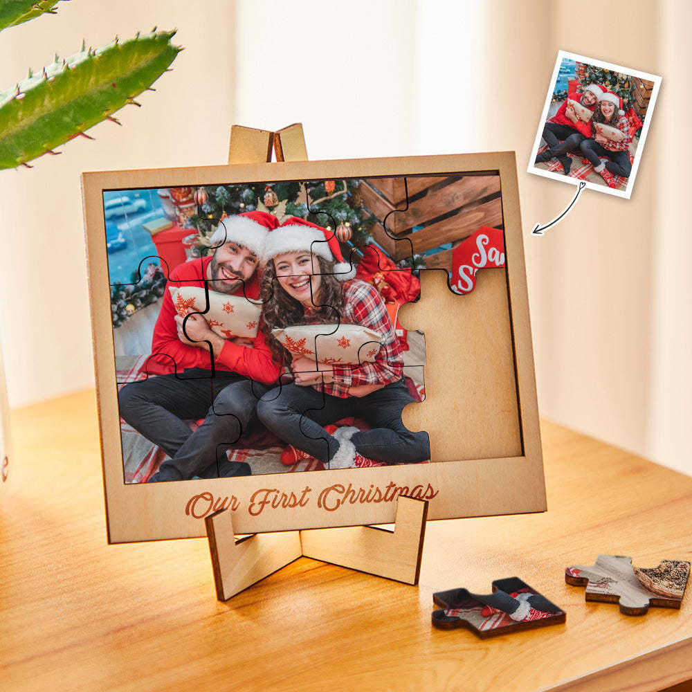 Custom Photo Engraved Photo Frame Creative Puzzle Wooden Gifts - mymoonlampau