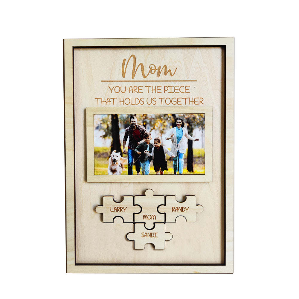 Custom Mom You Are the Piece That Holds Us Together Puzzle Piece Sign Personalized Family Member Sign Gift for Mom - mymoonlampau