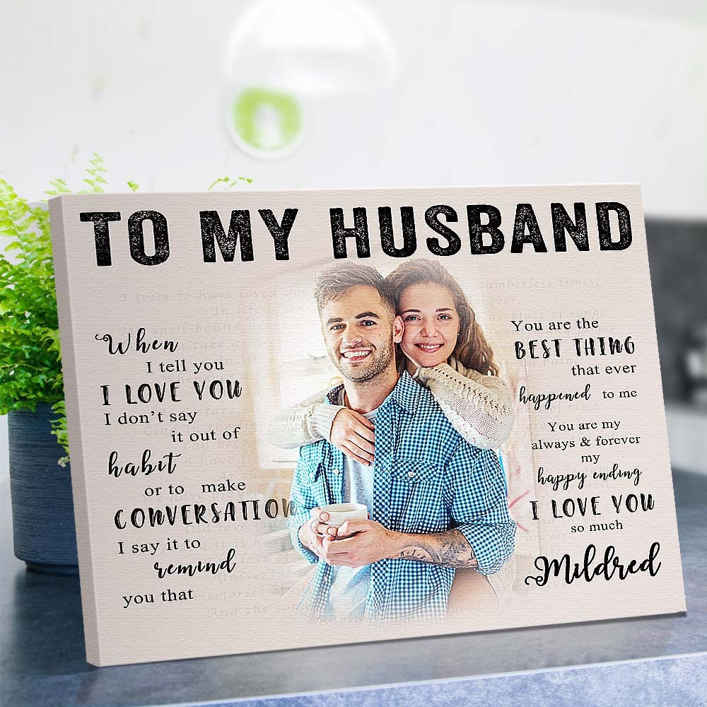 To My Husband Custom Photo Frame Personalised Table Decor Valentine's Gifts for Him - mymoonlampau