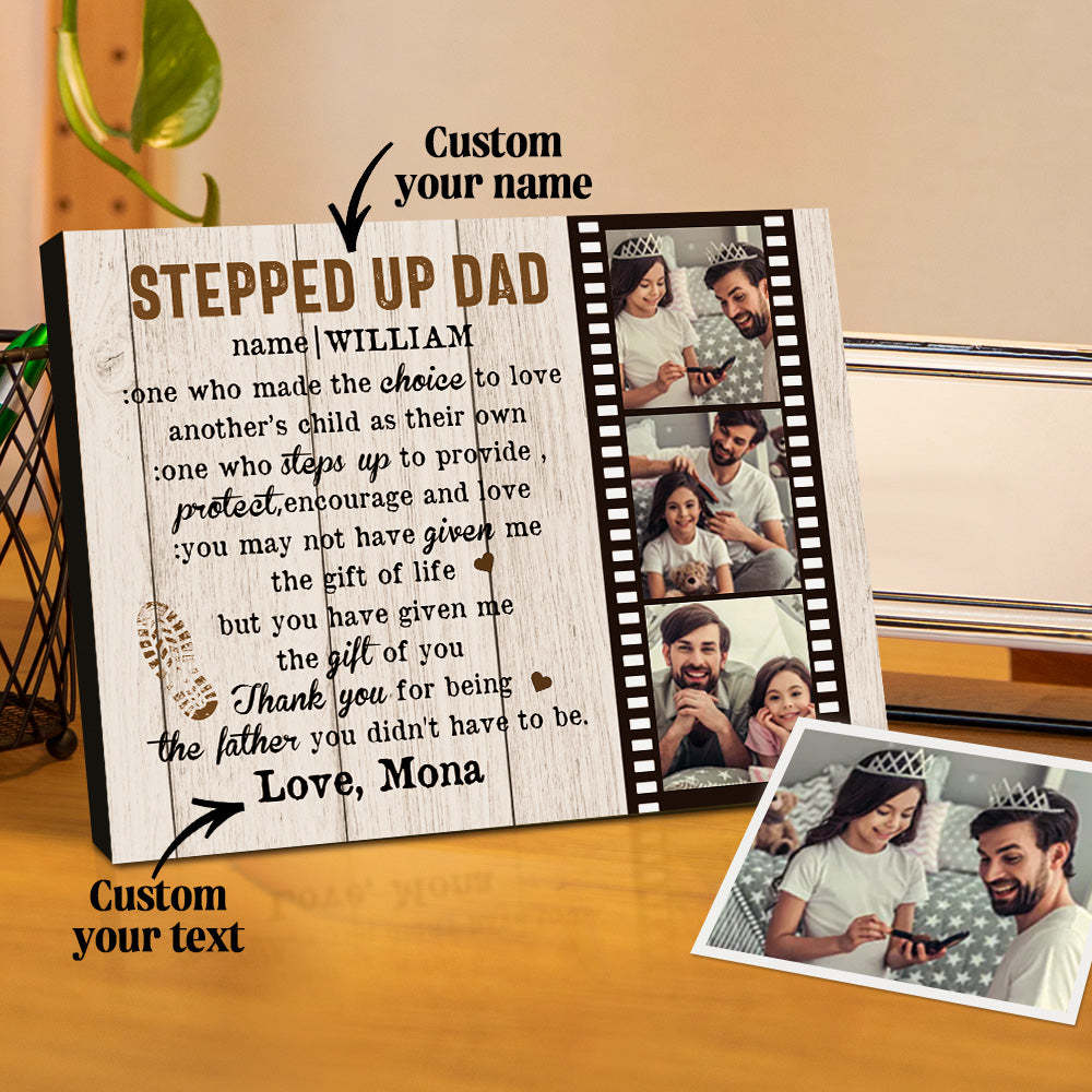 Personalized Dad Picture Frame Custom Stepped Up Dad Film Sign Father's Day Gift - mymoonlampau