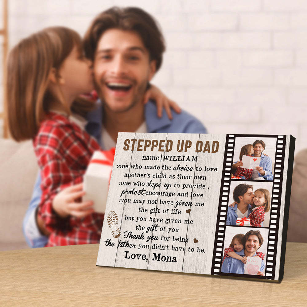Personalized Dad Picture Frame Custom Stepped Up Dad Film Sign Father's Day Gift - mymoonlampau