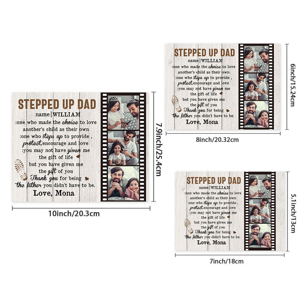 Personalized Dad Picture Frame Custom Stepped Up Dad Film Sign Father's Day Gift - mymoonlampau