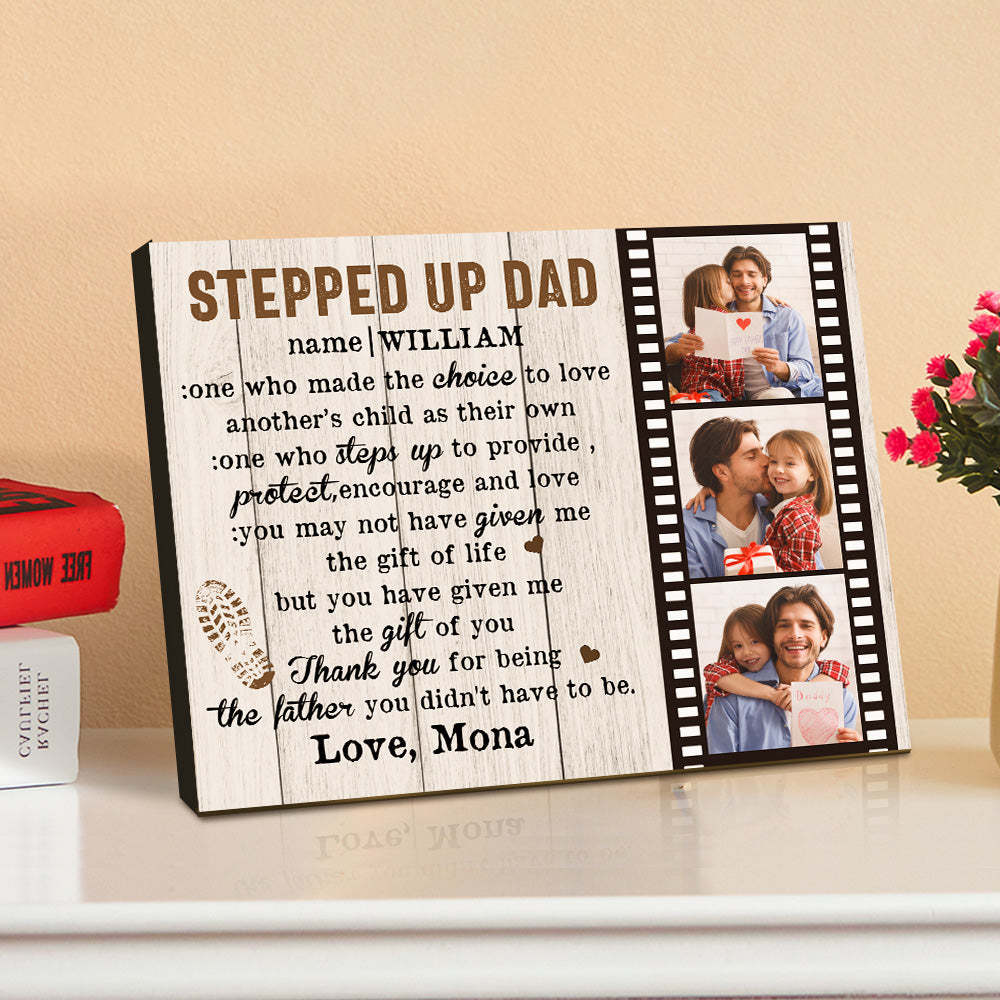 Personalized Dad Picture Frame Custom Stepped Up Dad Film Sign Father's Day Gift - mymoonlampau