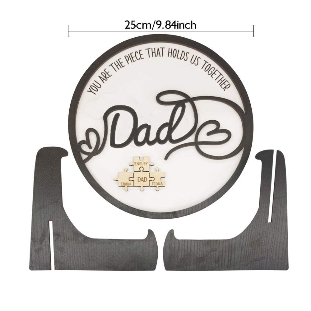 Personalized Dad Round Puzzle Plaque You Are the Piece That Holds Us Together Father's Day Gift - mymoonlampau