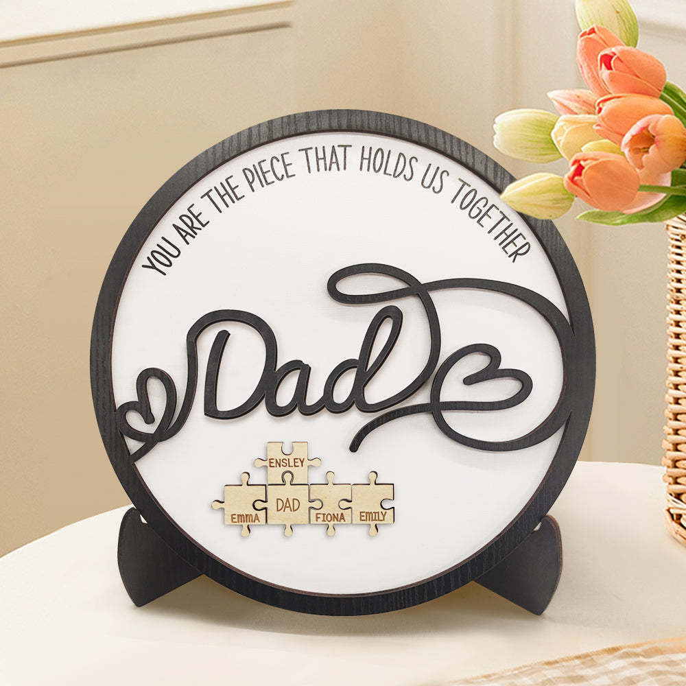 Personalized Dad Round Puzzle Plaque You Are the Piece That Holds Us Together Father's Day Gift - mymoonlampau