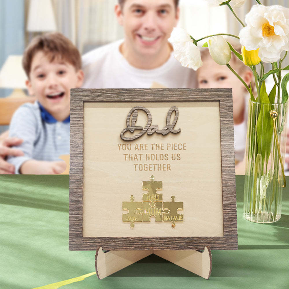 Personalized Dad Puzzle Plaque You Are the Piece That Holds Us Together Father's Day Gift - mymoonlampau
