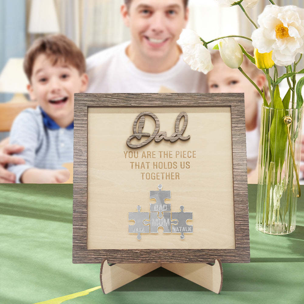 Personalized Dad Puzzle Plaque You Are the Piece That Holds Us Together Father's Day Gift - mymoonlampau