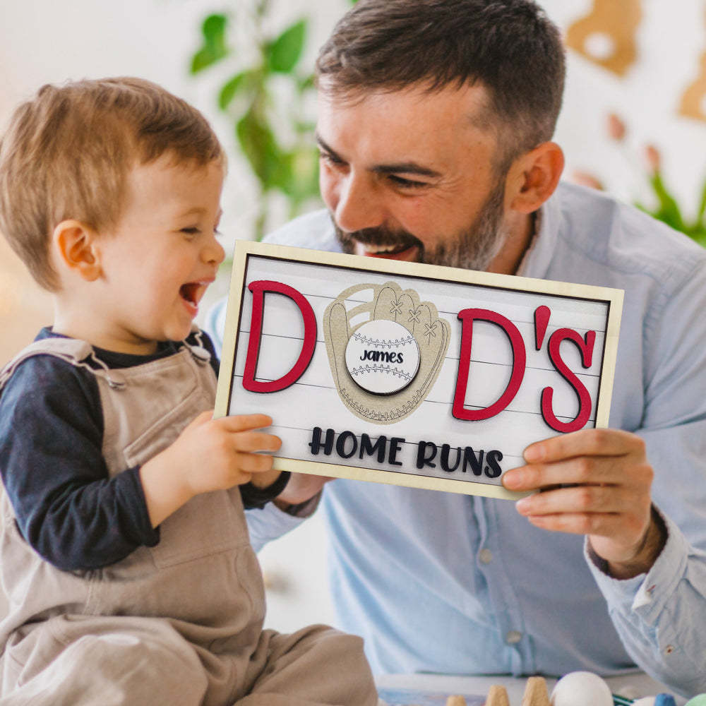 Personalized Baseball Dad Wooden Name Sign Plaque Father's Day Gift for Dad Grandpa - mymoonlampau