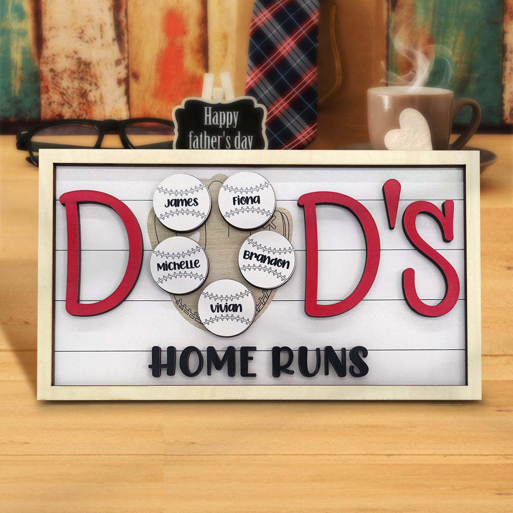 Personalized Baseball Dad Wooden Name Sign Plaque Father's Day Gift for Dad Grandpa - mymoonlampau