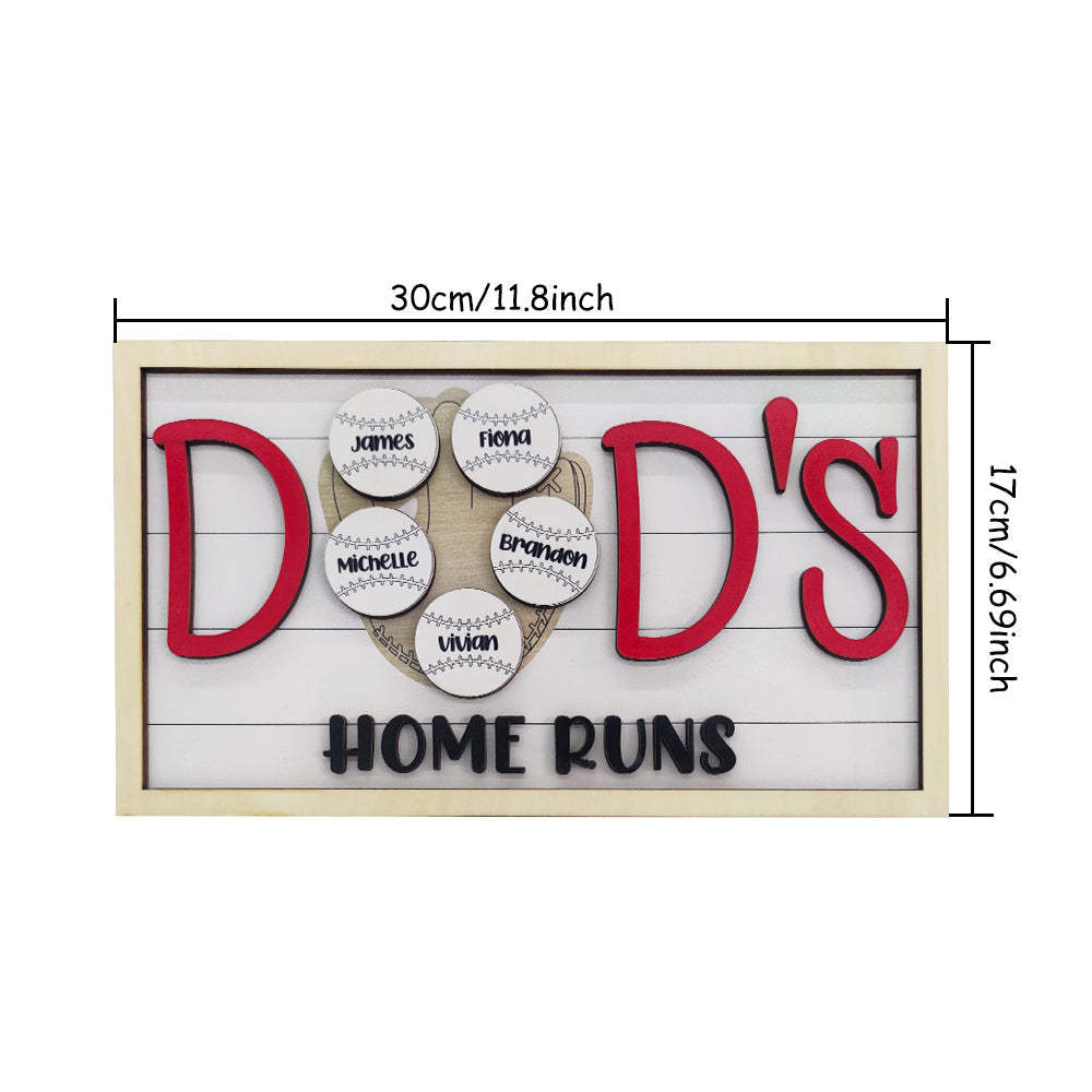 Personalized Baseball Dad Wooden Name Sign Plaque Father's Day Gift for Dad Grandpa - mymoonlampau