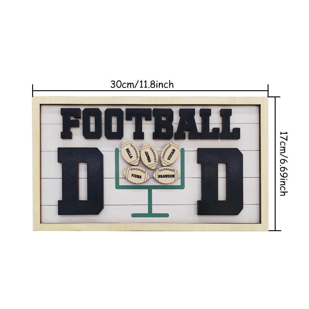 Personalized Football Dad Wooden Name Sign Plaque Father's Day Gift for Dad Grandpa - mymoonlampau